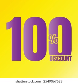 100% discount deal sign icon, 100 percent special offer discount vector, 100 percent sale price reduction offer design, Friday shopping sale discount percentage icon design