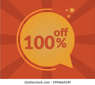 100% discount floating balloon art. Vectorized discount banner