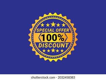 100% discount label and sale banner design template