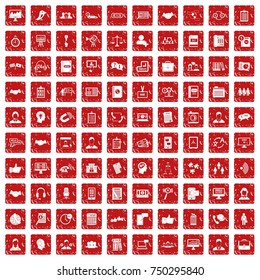 100 discussion icons set in grunge style red color isolated on white background vector illustration