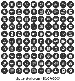 100 discussion icons set in simple style white on black circle color isolated on white background vector illustration