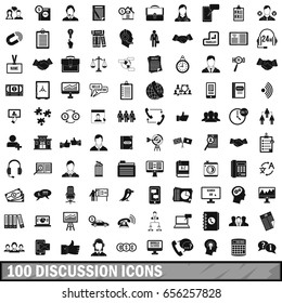 100 discussion icons set in simple style for any design vector illustration