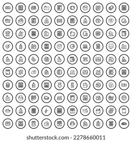 100 dish icons set. Outline illustration of 100 dish icons vector set isolated on white background