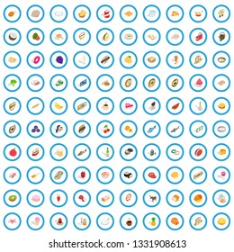 100 dishes icons set in isometric 3d style for any design vector illustration