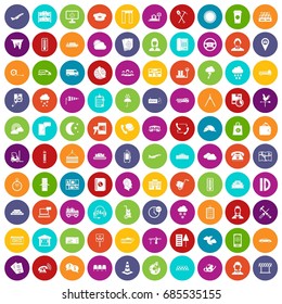 100 dispatcher icons set in different colors circle isolated vector illustration