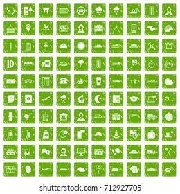 100 dispatcher icons set in grunge style green color isolated on white background vector illustration