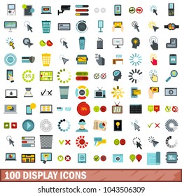 100 display icons set in flat style for any design vector illustration