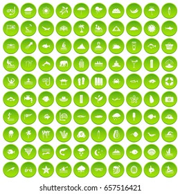 100 diving icons set green circle isolated on white background vector illustration