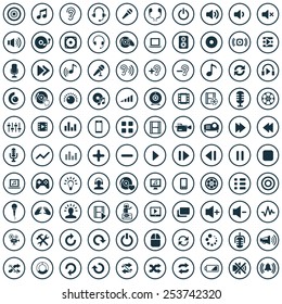 100 dj icons, universal set 