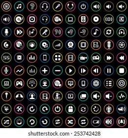 100 dj icons, universal set 