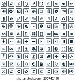 100 dj icons, universal set 