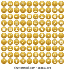 100 doctor icons set gold