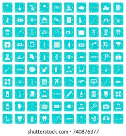 100 doctor icons set in grunge style blue color isolated on white background vector illustration
