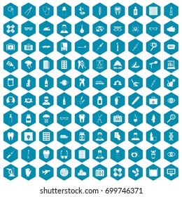 100 doctor icons set in sapphirine hexagon isolated vector illustration