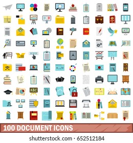 100 document icons set in flat style for any design vector illustration