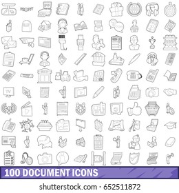 100 document icons set in outline style for any design vector illustration
