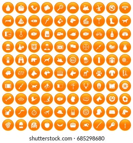 100 dog icons set orange