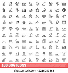 100 dog icons set. Outline illustration of 100 dog icons vector set isolated on white background