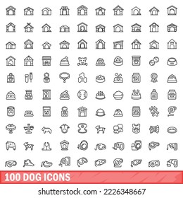 100 dog icons set. Outline illustration of 100 dog icons vector set isolated on white background