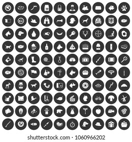 100 dog icons set in simple style white on black circle color isolated on white background vector illustration