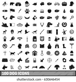 100 dog icons set in simple style for any design vector illustration