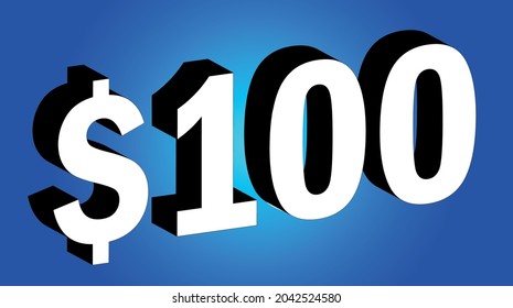 100 Dollar - $100 3D Blue Price Symbol Offer
