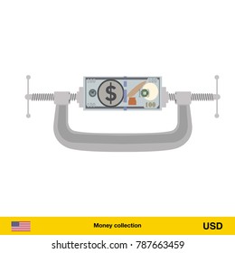 100 Dollar banknote. Dollar banknote vector illustration.