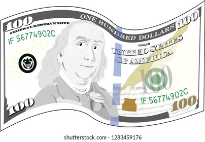 100 dollar banknote, vector image