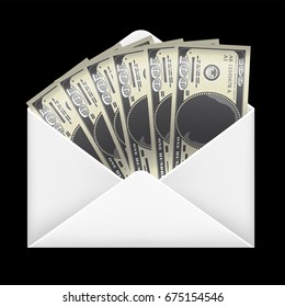 100 dollar banknotes money inside white envelope 
