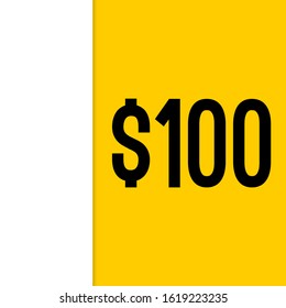$100 dollar banner template yellow