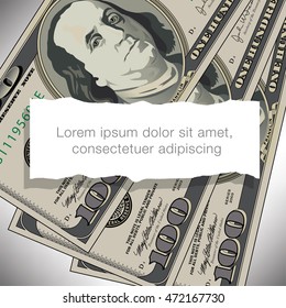 A 100 dollar bill design with white space for text   