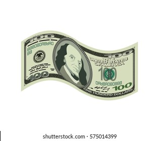 100 dollar isolated. USA money on white background. American cash