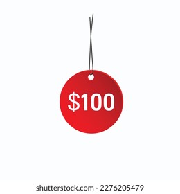 $100 Dollar price icon. 100 USD Price Tag.