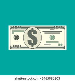 100 dollars money banknote bill. vector illustration in flat style