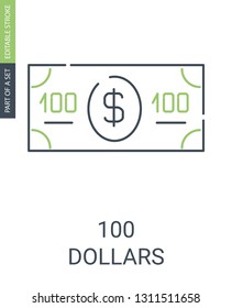100 Dollars sign icon