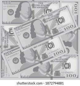 100 Dollars. Vector money background. Hundred dollar bills. American money sign. Business concept. 