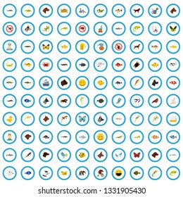 100 domestic animal icons set in flat style for any design vector illustration