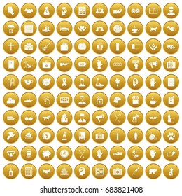 100 donation icons set gold