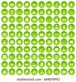 100 donation icons set green