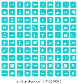 100 donation icons set in grunge style blue color isolated on white background vector illustration