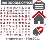 100 doodle icons, signs, vector illustrations