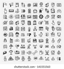 100 doodle web icons set