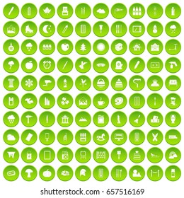 100 drawing icons set green circle isolated on white background vector illustration