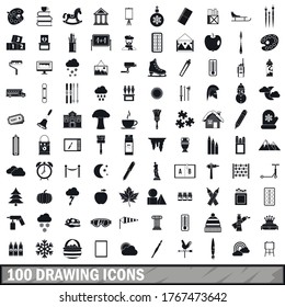 100 drawing icons set in simple style for any design vector illustration,