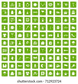 100 dress icons set in grunge style green color isolated on white background vector illustration