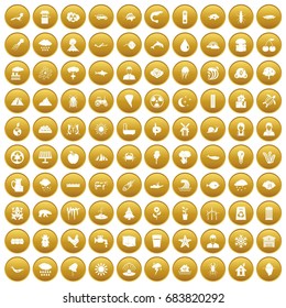 100 earth icons set gold