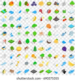 100 earth icons set in isometric 3d style for any design vector illustration