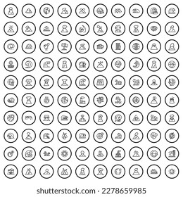 100 earth icons set. Outline illustration of 100 earth icons vector set isolated on white background