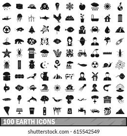100 earth icons set in simple style for any design vector illustration