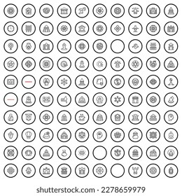 100 east icons set. Outline illustration of 100 east icons vector set isolated on white background